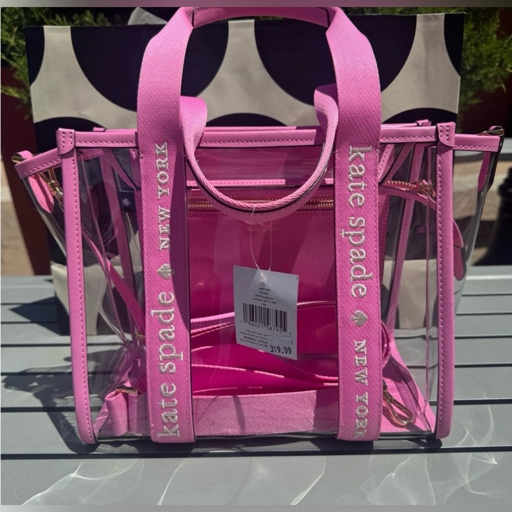 Kate Spade Kip Clear Small Tote Surf Pink nwt